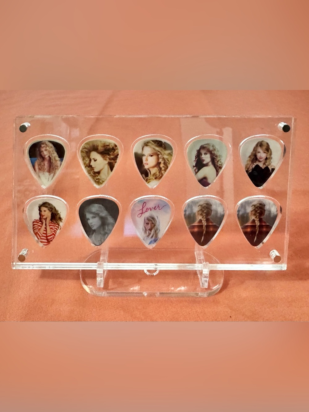 Taylor Swift Debut Lover Speak Now Fearless Evermore Guitar Picks & Display Case
